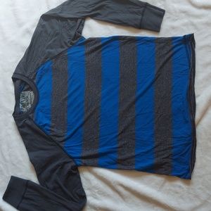 Point Zero Medium grey and blue stripped shirt